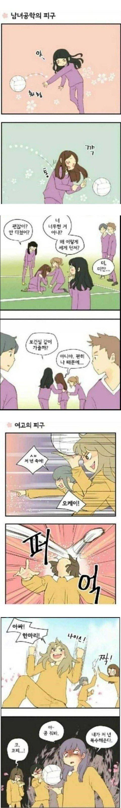 남녀공학 여고 피구할때