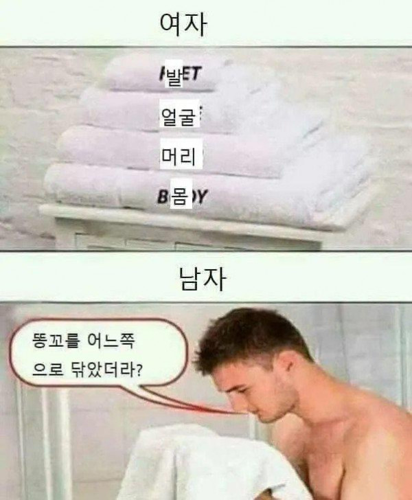 남녀의 수건사용 용도