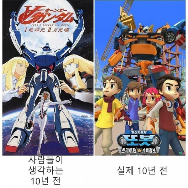 사람들이 생각하는 10년전 vs 실제 10년전